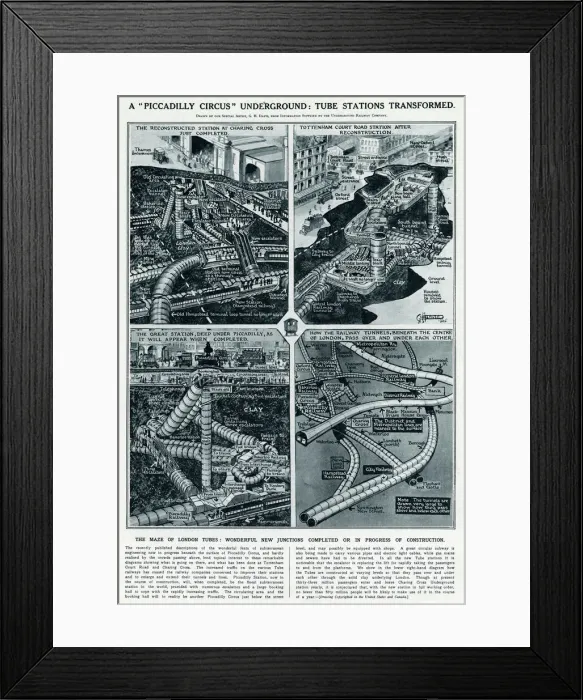 Framed Print : Tube stations transformed by G. H. Davis