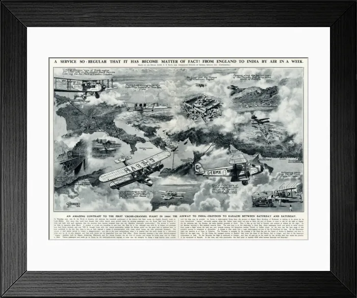 Framed Print : From England to India by air in a week by G. H. Davis Framed Print : From England to India by air in a week by G. H. Davis