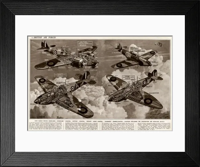 Framed Print : Four famous British aeroplanes by G. H. Davis