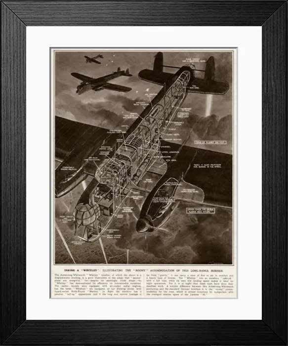 Framed Print : Inside a Whitley aeroplane by G. H. Davis Framed Print : Inside a Whitley aeroplane by G. H. Davis