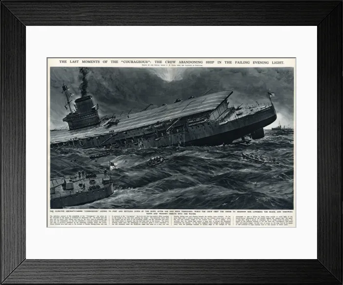 Framed Print : Last moments of HMS Courageous by G. H. Davis Framed Print : Last moments of HMS Courageous by G. H. Davis
