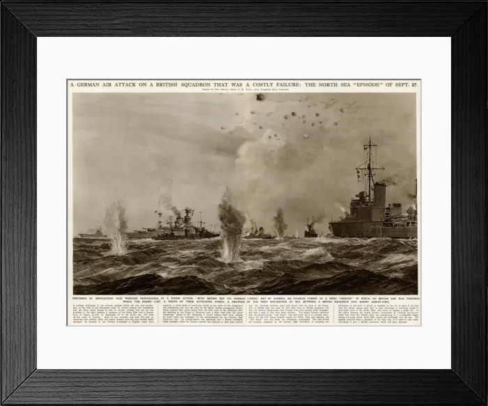 Framed Print : German air attack on British squadron by G. H. Davis Framed Print : German air attack on British squadron by G. H. Davis