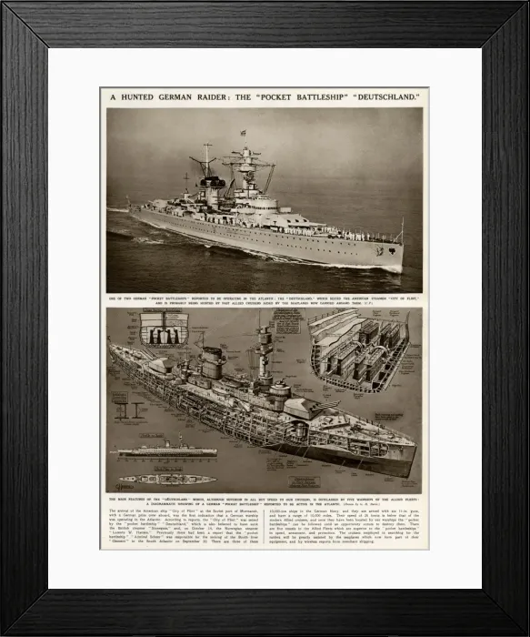 Framed Print : Pocket battleship Deutschland by G. H. Davis Framed Print : Pocket battleship Deutschland by G. H. Davis