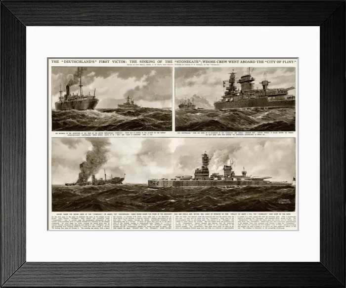 Framed Print : Sinking of the Stonegate by G. H. Davis Framed Print : Sinking of the Stonegate by G. H. Davis