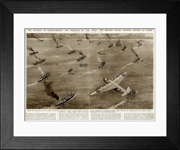 Framed Print : British naval convoy system by G. H. Davis Framed Print : British naval convoy system by G. H. Davis