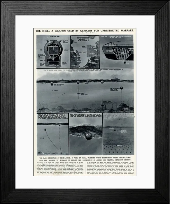 Framed Print : The mine used by Germany by G. H. Davis