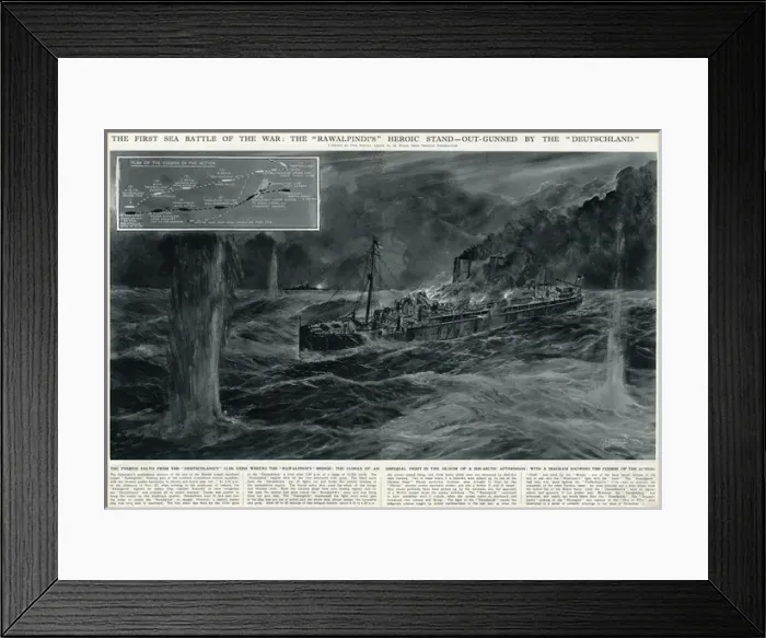 Framed Print : Rawalpindi outgunned by Deutschland by G. H. Davis Framed Print : Rawalpindi outgunned by Deutschland by G. H. Davis