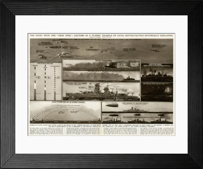 Framed Print : Defeat of the Graf Spee by G. H. Davis Framed Print : Defeat of the Graf Spee by G. H. Davis