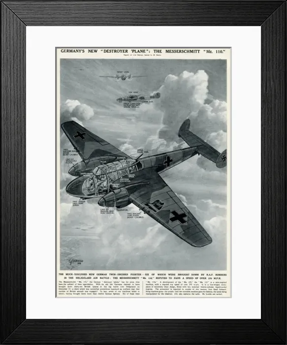 Framed Print : Germanys Messerschmitt ME110 by G. H. Davis Framed Print : Germanys Messerschmitt ME110 by G. H. Davis
