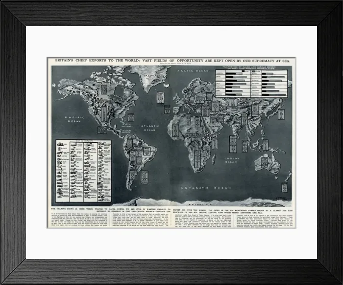 Framed Print : Britains chief exports to the world by G. H. Davis Framed Print : Britains chief exports to the world by G. H. Davis
