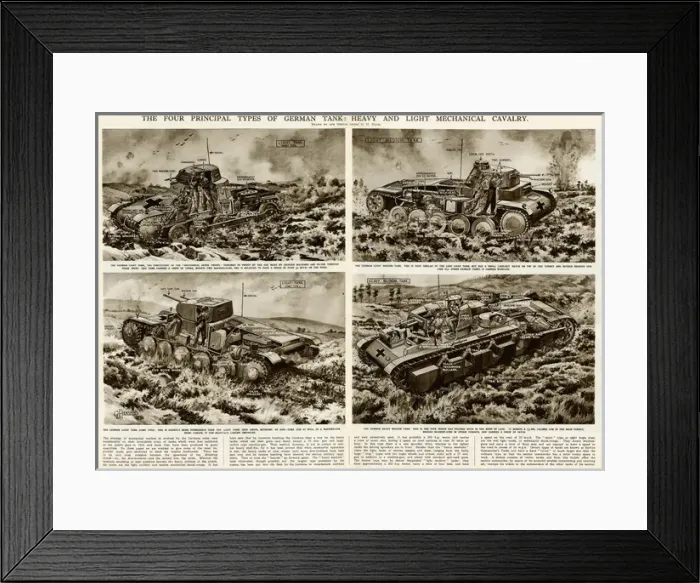 Framed Print : Types of German tank by G. H. Davis Framed Print : Types of German tank by G. H. Davis