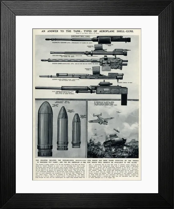 Framed Print : Types of aeroplane shell guns by G. H. Davis Framed Print : Types of aeroplane shell guns by G. H. Davis