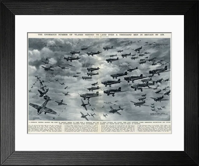 Framed Print : Number of planes needed to land 1000 men by G. H. Davis Framed Print : Number of planes needed to land 1000 men by G. H. Davis