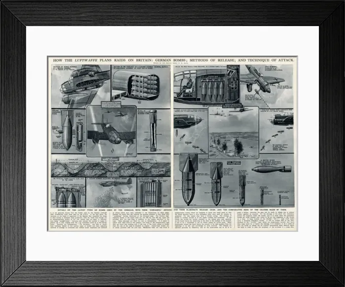 Framed Print : Luftwaffe raids on Britain by G. H. Davis