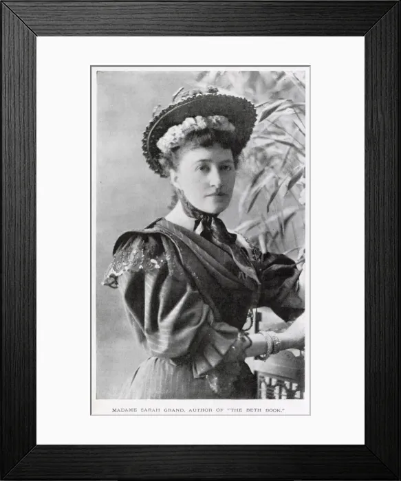 Framed Print : Sarah Grand (1854 - 1943), Irish feminist writer active and author. Date: 1897 Framed Print : Sarah Grand (1854 - 1943), Irish feminist writer active and author. Date: 1897