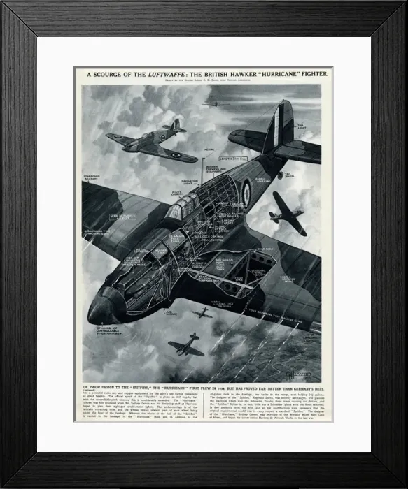 Framed Print : British Hawker Hurricane fighter by G. H. Davis Framed Print : British Hawker Hurricane fighter by G. H. Davis