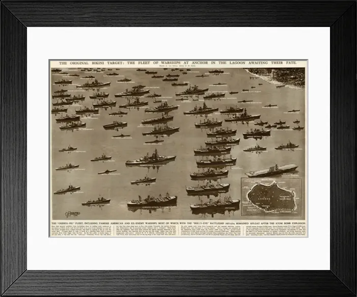 Framed Print : Fleet of warships, Bikini target, by G. H. Davis Framed Print : Fleet of warships, Bikini target, by G. H. Davis