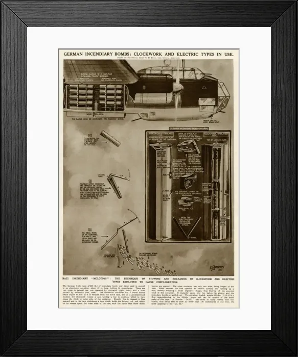Framed Print : German incendiary bombs by G. H. Davis Framed Print : German incendiary bombs by G. H. Davis