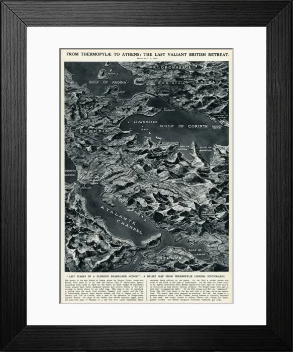 Framed Print : British retreat from Thermopylae to Athens by G. H. Davis