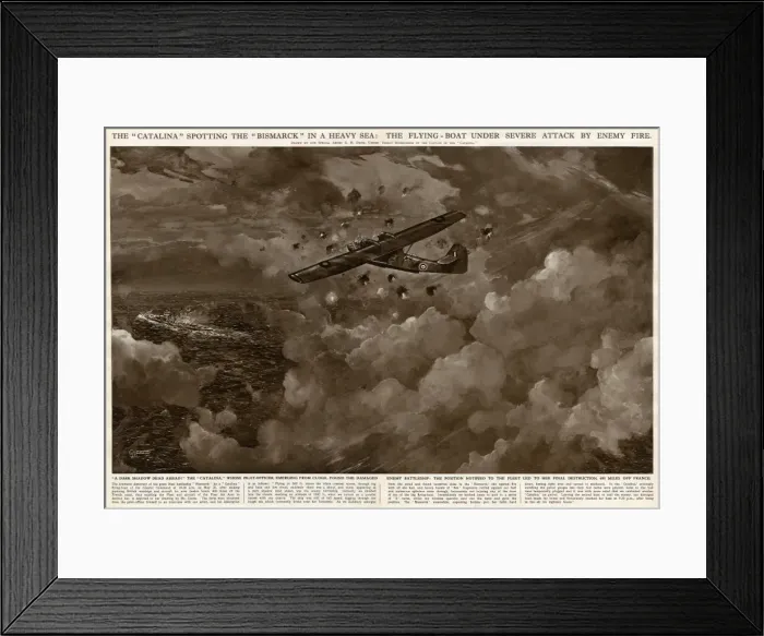 Framed Print : Catalina spots Bismarck in heavy sea by G. H. Davis Framed Print : Catalina spots Bismarck in heavy sea by G. H. Davis