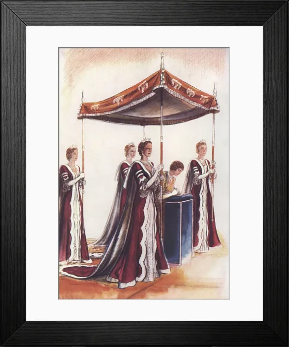 Framed Print : The Queen and her canopy bearers Framed Print : The Queen and her canopy bearers