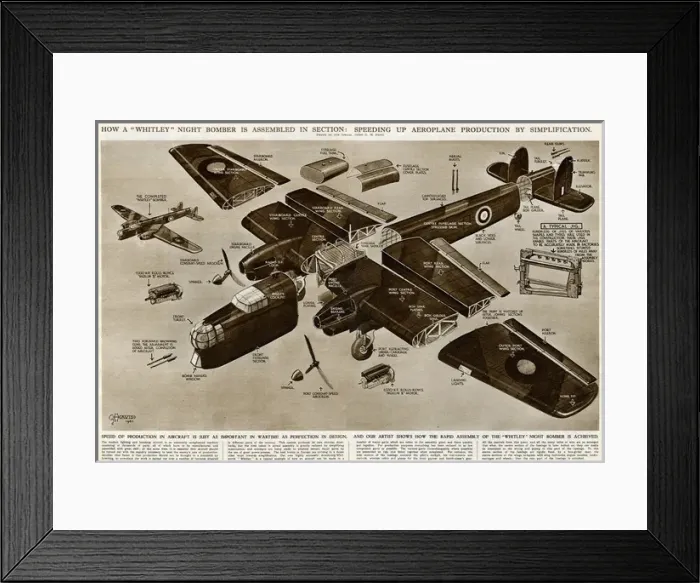 Framed Print : Assembling the Whitley night bomber by G. H. Davis Framed Print : Assembling the Whitley night bomber by G. H. Davis