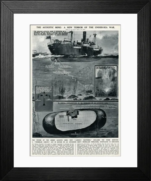 Framed Print : The German acoustic mine by G. H. Davis Framed Print : The German acoustic mine by G. H. Davis