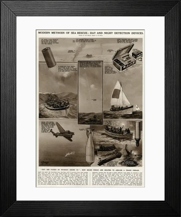Framed Print : Modern methods of sea rescue by G. H. Davis