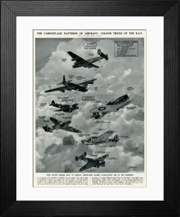 Framed Print : Camouflage patterns of aircraft by G. H. Davis