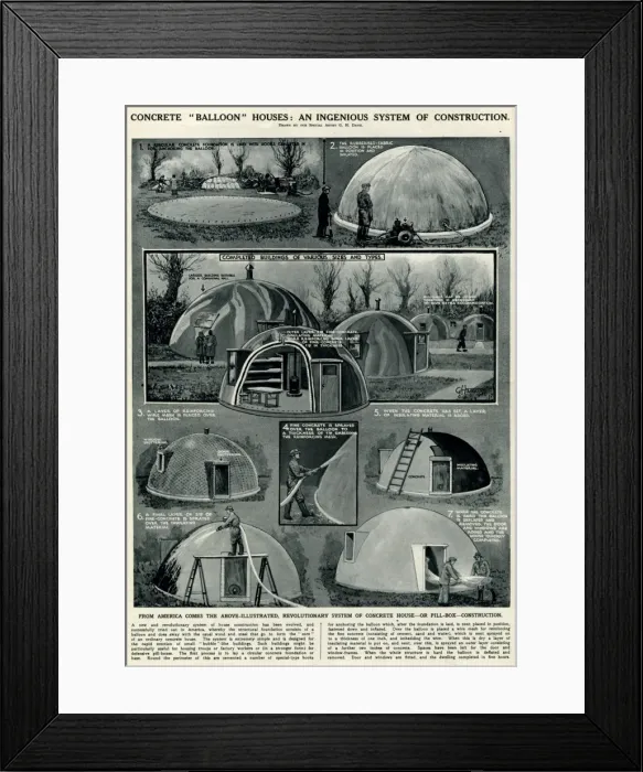 Framed Print : Concrete balloon houses by G. H. Davis