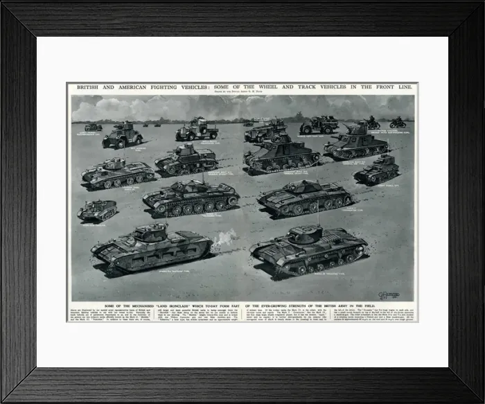 Framed Print : British and American fighting vehicles by G. H. Davis