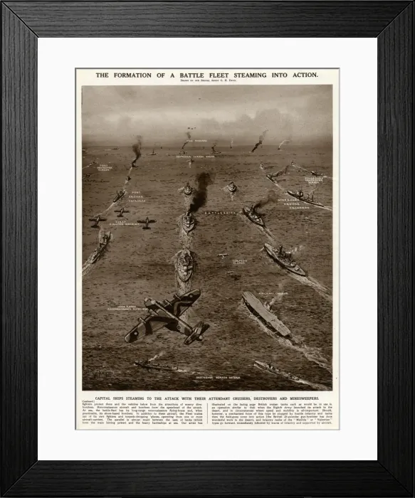 Framed Print : Battle fleet going into action by G. H. Davis Framed Print : Battle fleet going into action by G. H. Davis