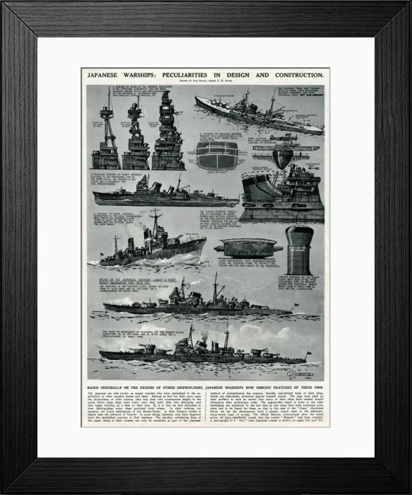 Framed Print : Japanese warships by G. H. Davis Framed Print : Japanese warships by G. H. Davis