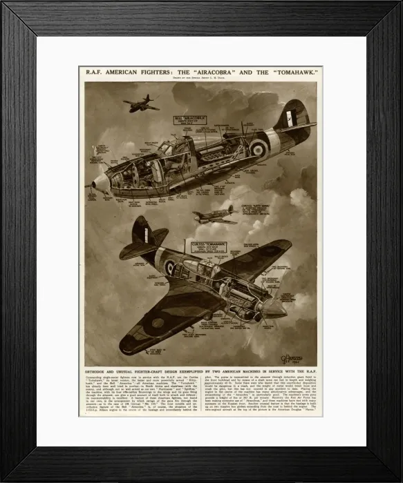 Framed Print : Airacobra and Tomahawk fighters by G. H. Davis Framed Print : Airacobra and Tomahawk fighters by G. H. Davis