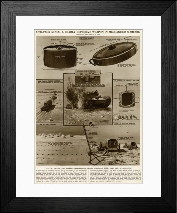 Framed Print : Anti-tank mines by G. H. Davis