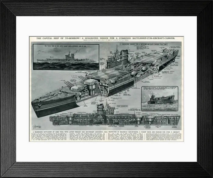 Framed Print : Suggested design for warship by G. H. Davis Framed Print : Suggested design for warship by G. H. Davis