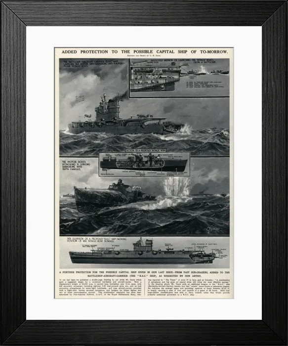 Framed Print : Added protection for warship by G. H. Davis