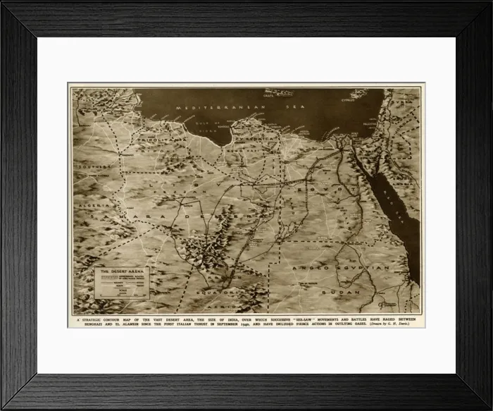 Framed Print : Map of the war in North Africa by G. H. Davis Framed Print : Map of the war in North Africa by G. H. Davis