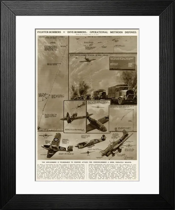 Framed Print : Fighter bombers v. dive bombers by G. H. Davis Framed Print : Fighter bombers v. dive bombers by G. H. Davis