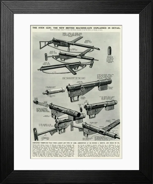 Framed Print : New British Sten gun by G. H. Davis
