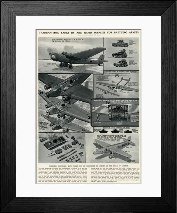 Framed Print : Transporting tanks by air, by G. H. Davis Framed Print : Transporting tanks by air, by G. H. Davis