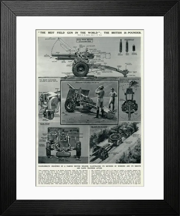 Framed Print : British 25-pounder field gun by G. H. Davis Framed Print : British 25-pounder field gun by G. H. Davis