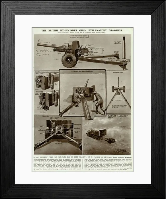 Framed Print : British six-pounder gun by G. H. Davis Framed Print : British six-pounder gun by G. H. Davis