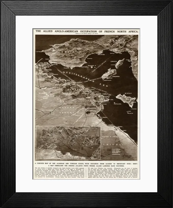 Framed Print : Allied occupation of French North Africa by G. H. Davis Framed Print : Allied occupation of French North Africa by G. H. Davis