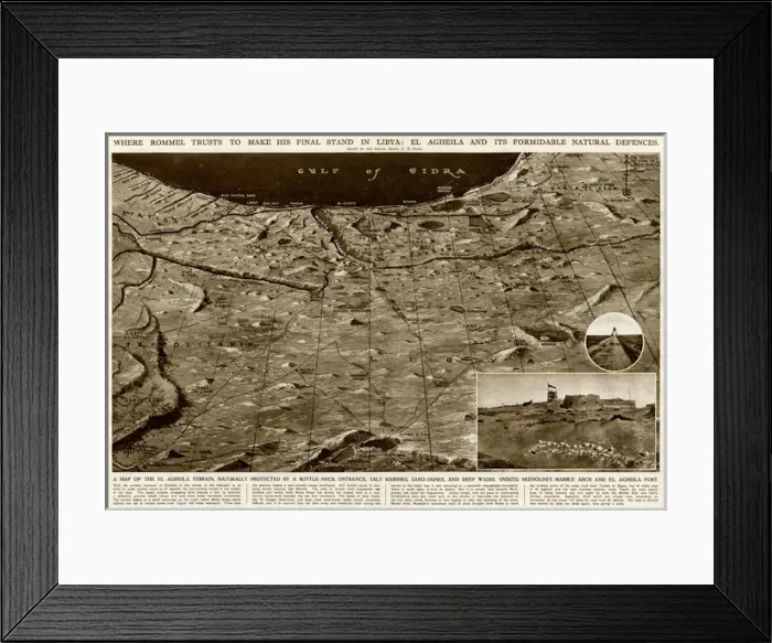 Framed Print : Defences of El Agheila, Libya, by G. H. Davis Framed Print : Defences of El Agheila, Libya, by G. H. Davis
