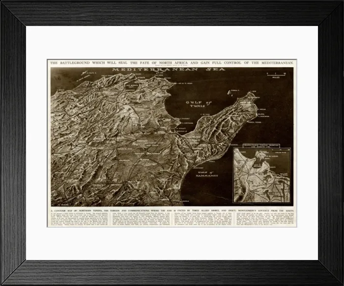 Framed Print : Map of northern Tunisia by G. H. Davis Framed Print : Map of northern Tunisia by G. H. Davis