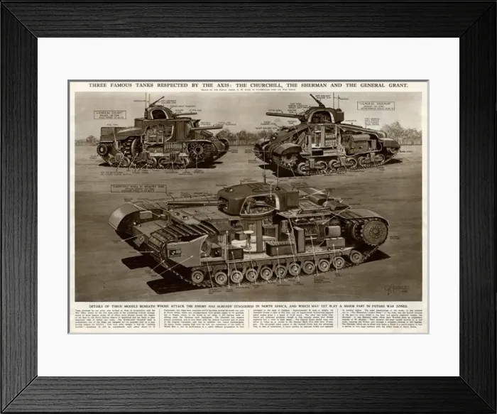 Framed Print : Three famous Allied tanks by G. H. Davis Framed Print : Three famous Allied tanks by G. H. Davis