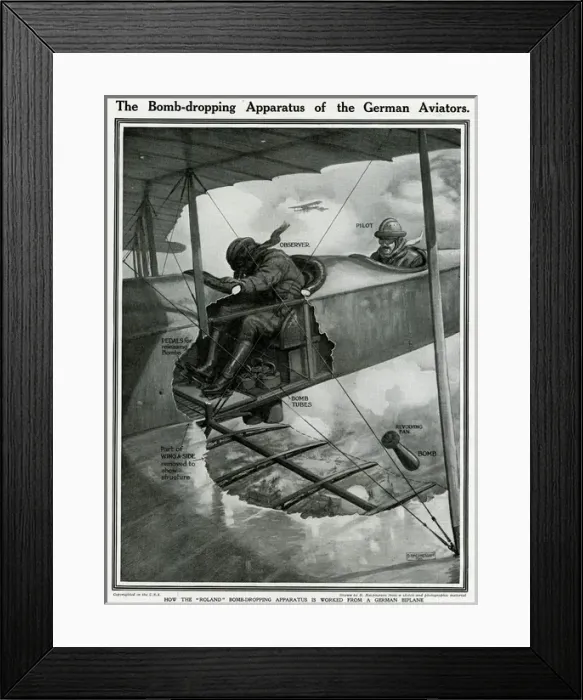 Framed Print : Bomb dropping apparatus of German Aviators 1915 Framed Print : Bomb dropping apparatus of German Aviators 1915