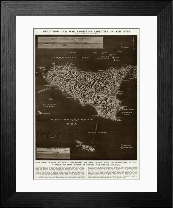 Framed Print : Map of Sicily by G. H. Davis Framed Print : Map of Sicily by G. H. Davis