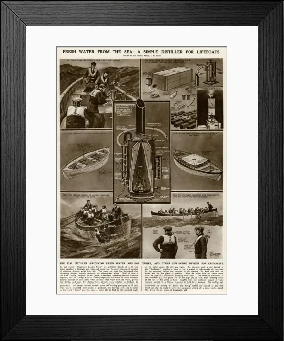 Framed Print : Water distiller for lifeboats by G. H. Davis Framed Print : Water distiller for lifeboats by G. H. Davis